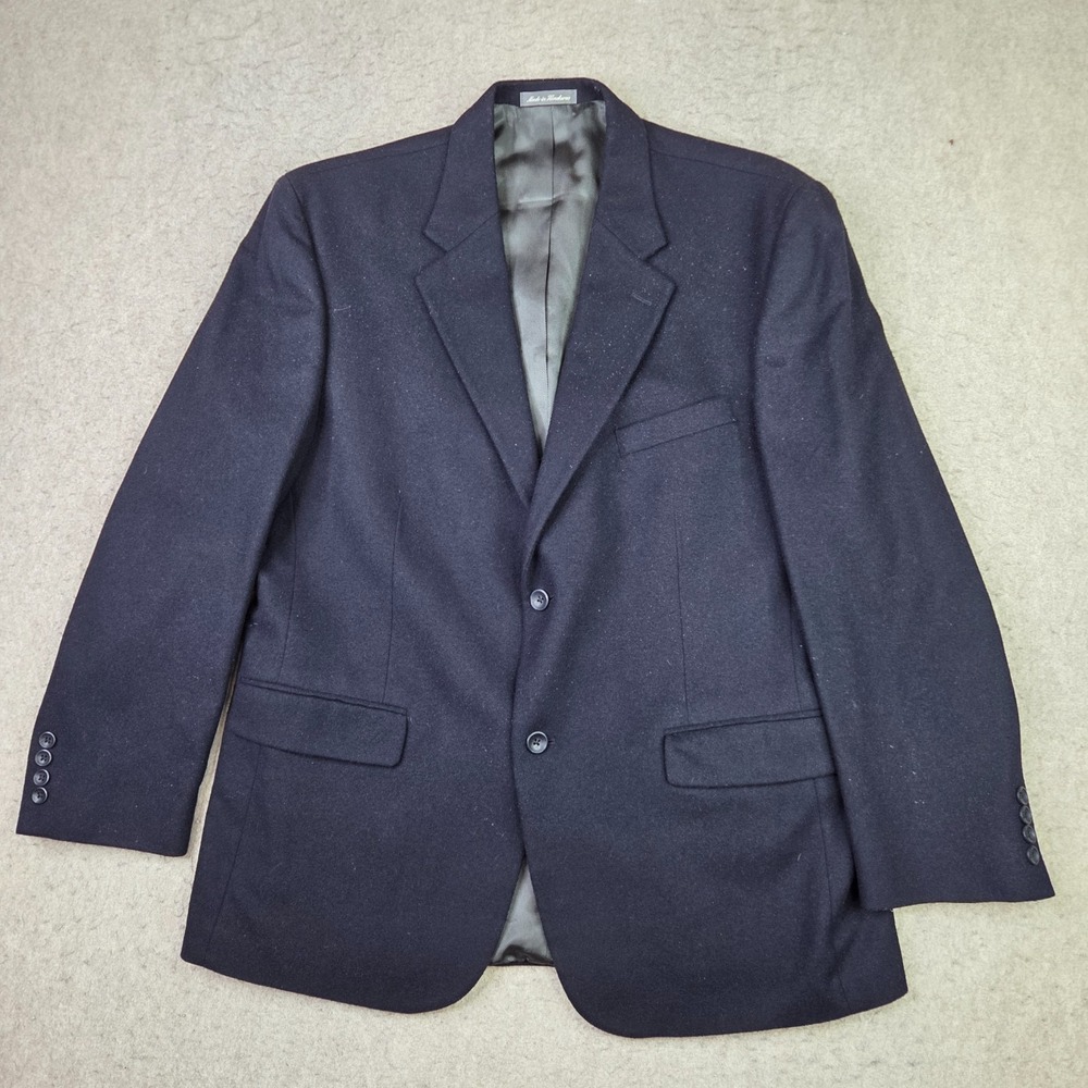 Oscar de la Renta Mens 44R Navy Wool Cashmere 2 Button Blazer Sport Coat
